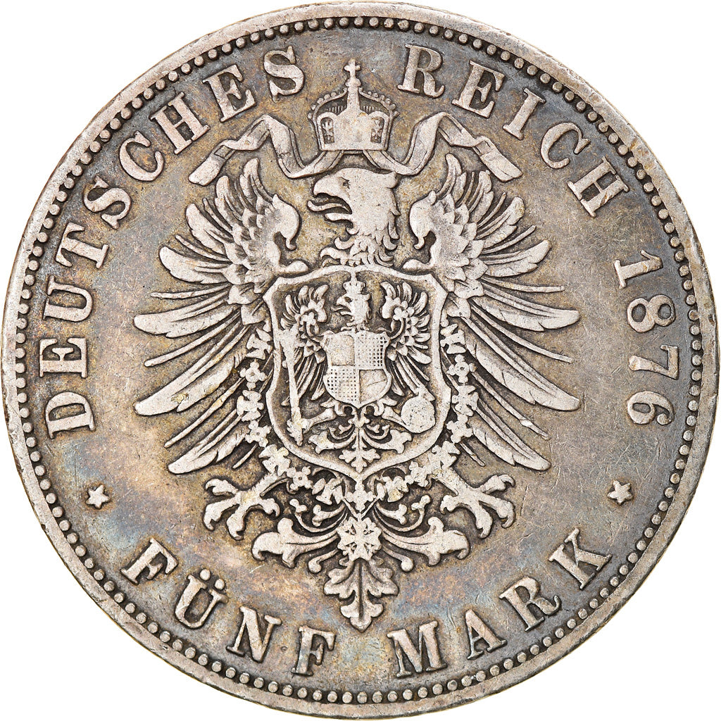 Coin, German States, PRUSSIA, Wilhelm I, 5 Mark, 1876, Berlin, VF(20-25)