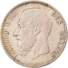 Münze, Belgien, Leopold II, 5 Francs, 5 Frank, 1870, Brussels, S+, Silber