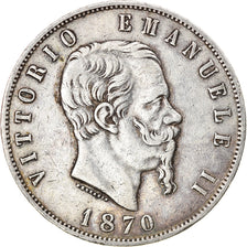 Coin, Italy, Vittorio Emanuele II, 5 Lire, 1870, Milan, VF(30-35), Silver
