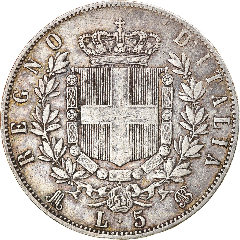 Coin, Italy, Vittorio Emanuele II, 5 Lire, 1870, Milan, VF(30-35), Silver