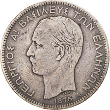 Coin, Greece, George I, 5 Drachmai, 1875, Paris, VF(20-25), Silver, KM:46