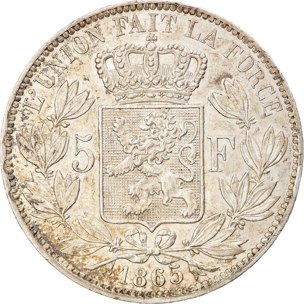 Coin, Belgium, Leopold I, 5 Francs, 5 Frank, 1865, EF(40-45), Silver, KM:17
