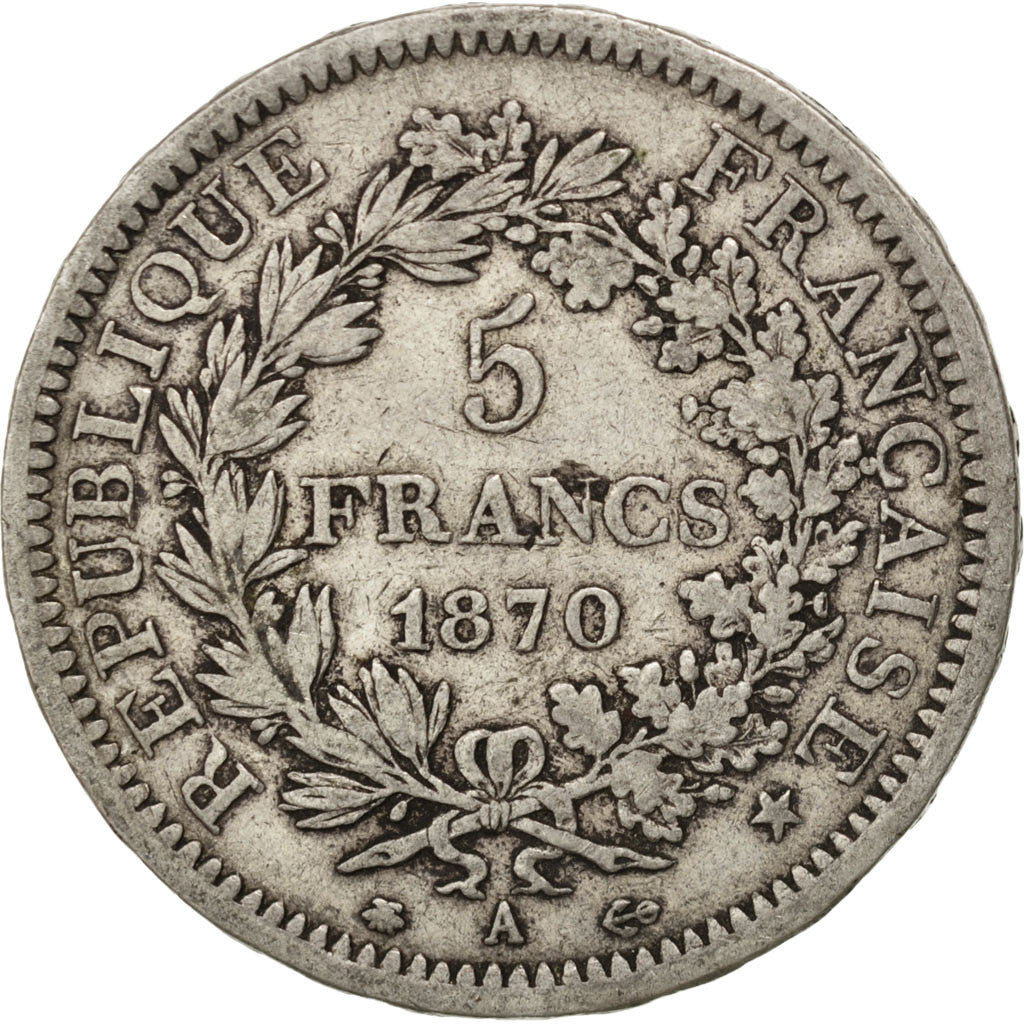 Francia, Hercule, 5 Francs, 1870, Paris, MB+, Argento, KM:820.1, Gadoury:745