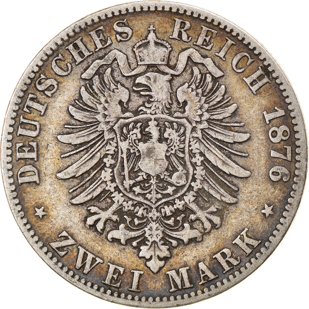 Moneta, Stati tedeschi, PRUSSIA, Wilhelm I, 2 Mark, 1876, Berlin, MB+, Argento