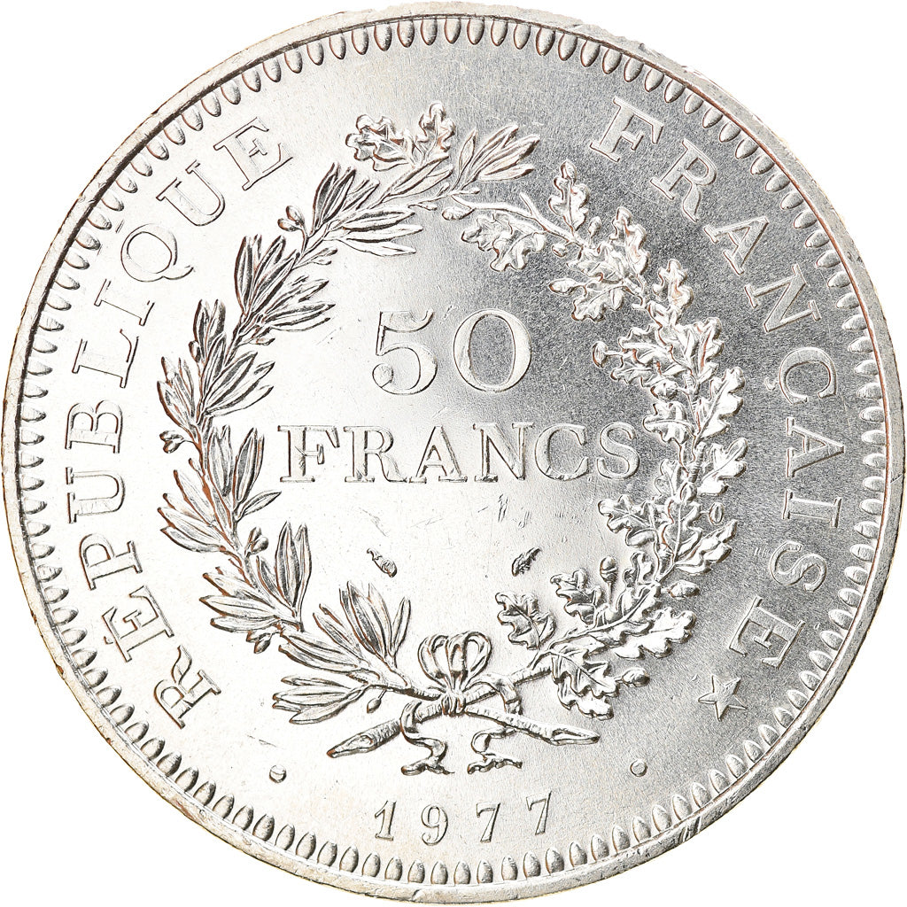 Coin, France, Hercule, 50 Francs, 1977, Paris, MS(64), Silver, KM:941.1