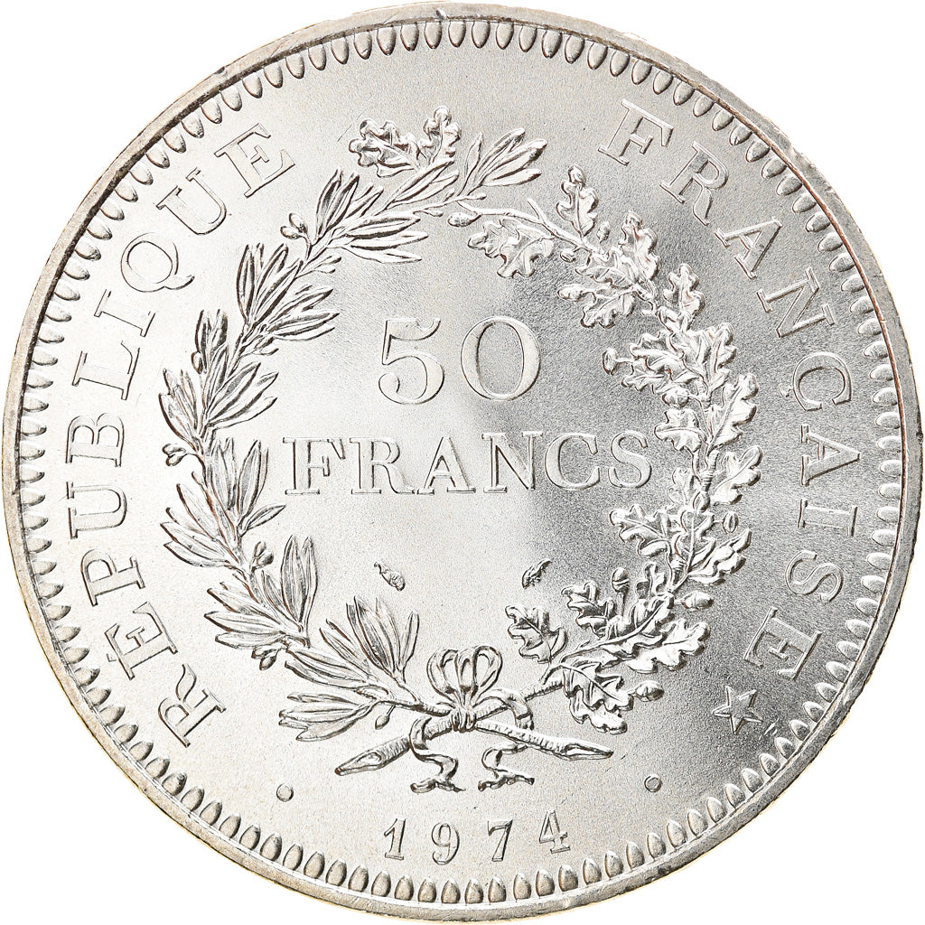 Coin, France, Hercule, 50 Francs, 1974, Paris, MS(64), Silver, KM:941.1