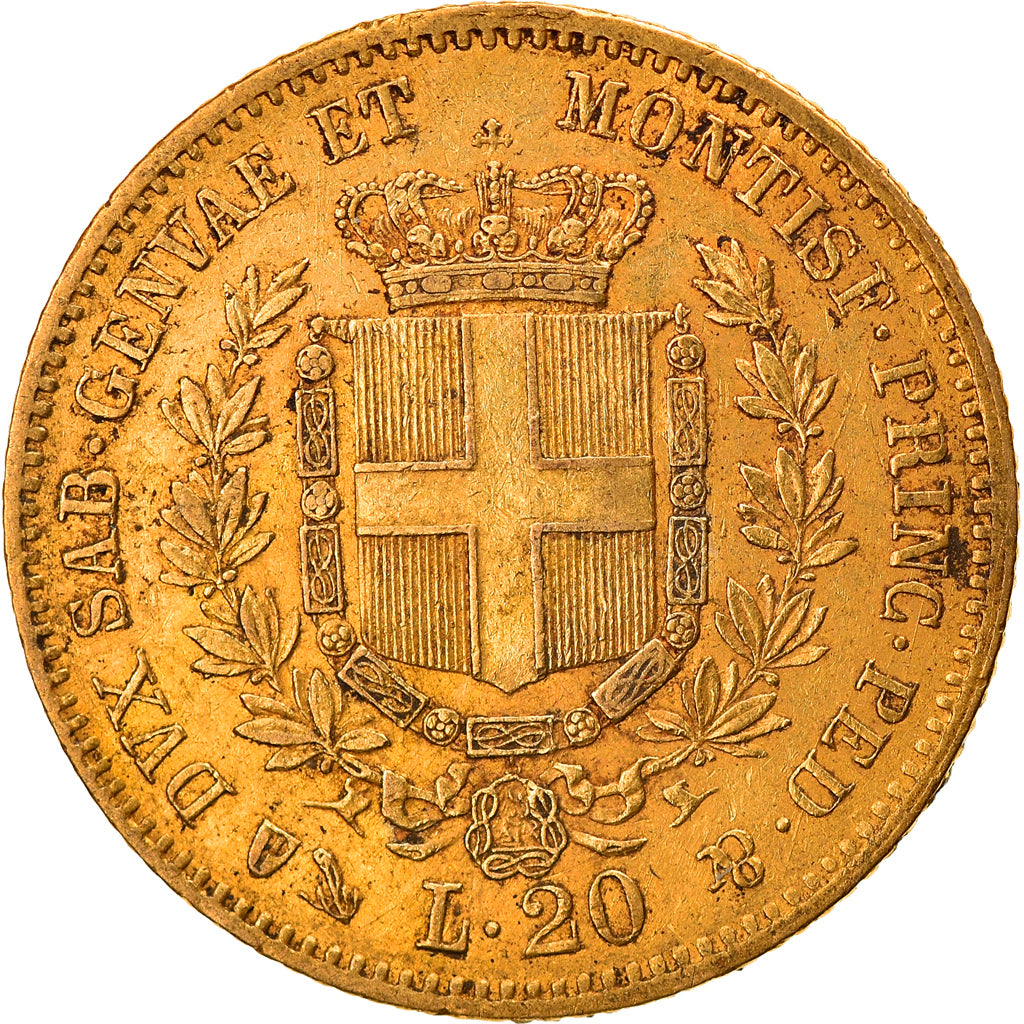 Coin, ITALIAN STATES, SARDINIA, Vittorio Emanuele II, 20 Lire, 1859, Genoa