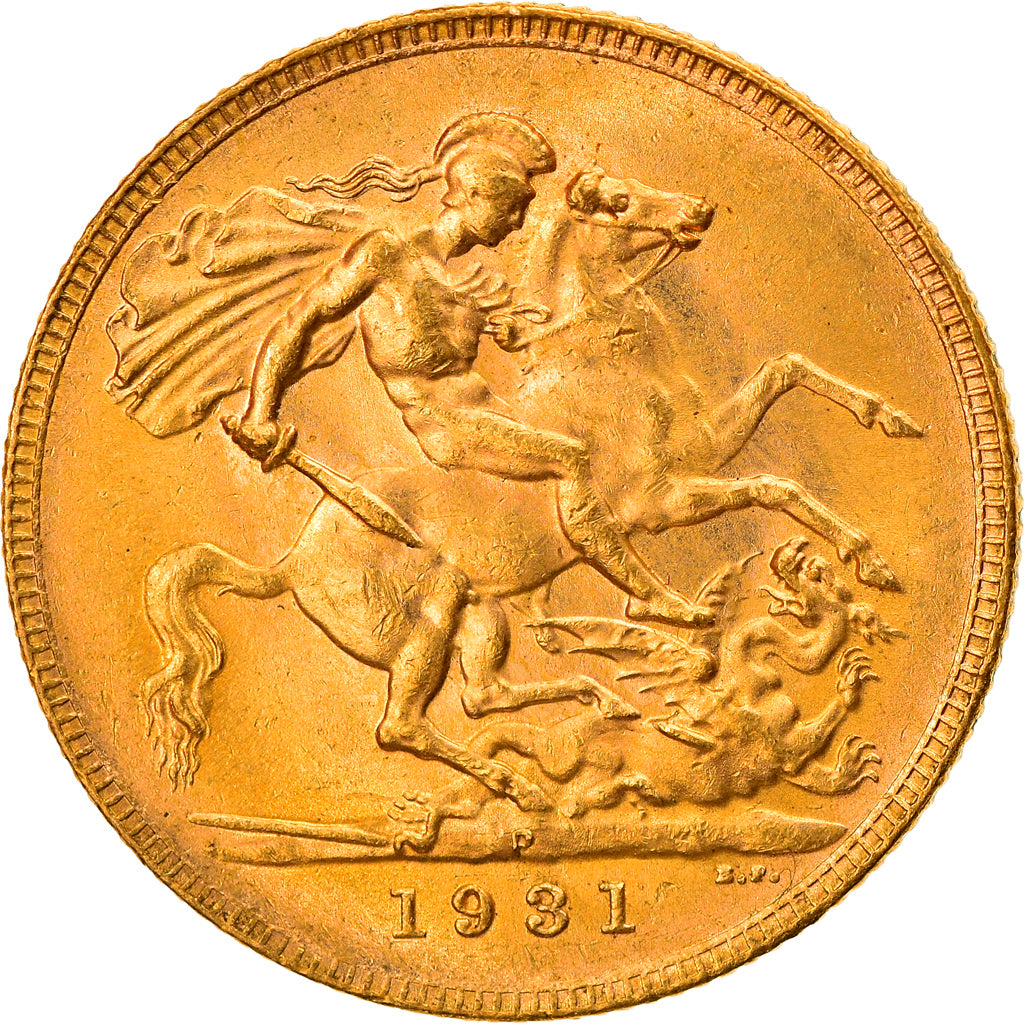 Coin, Australia, George V, Sovereign, 1931, Perth, MS(63), Gold, KM:32