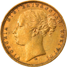 Moneta, Australia, Victoria, Sovereign, 1877, Melbourne, BB, Oro, KM:7