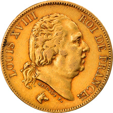 Moneda, Francia, Louis XVIII, 40 Francs, 1824, Paris, MBC, Oro, KM:713.1