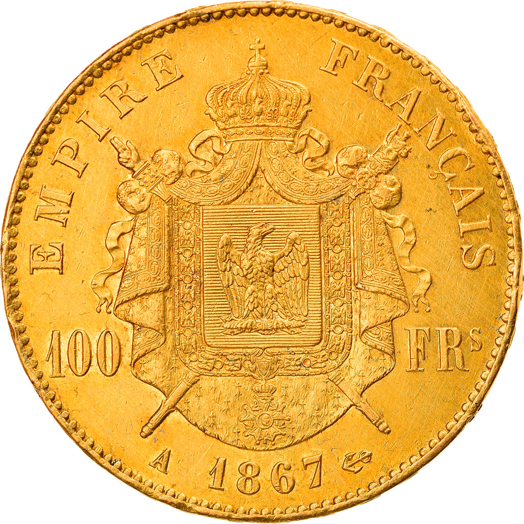 Münze, Frankreich, Napoleon III, 100 Francs, 1867, Paris, SS+, Gold, KM:802.1