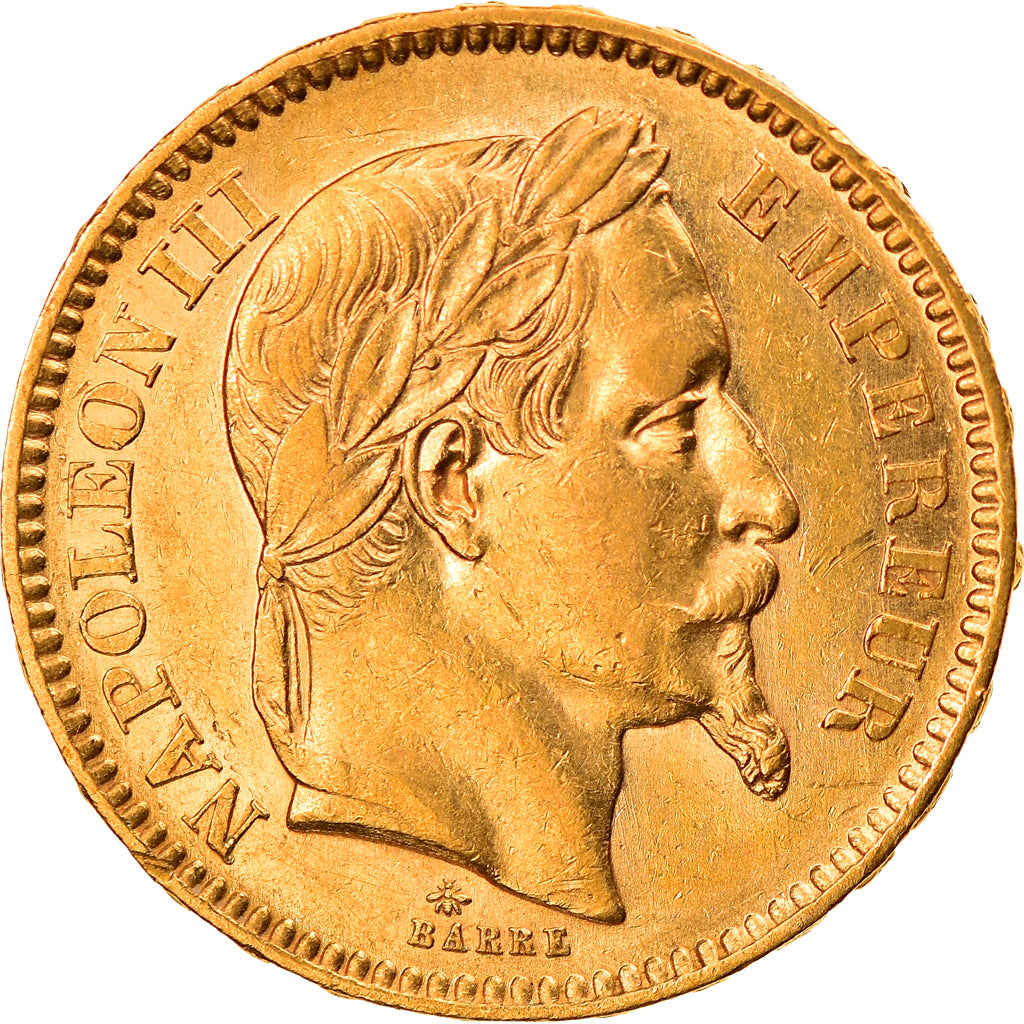 Moneta, Francia, Napoleon III, 20 Francs, 1861, Paris, BB, Oro, KM:801.1