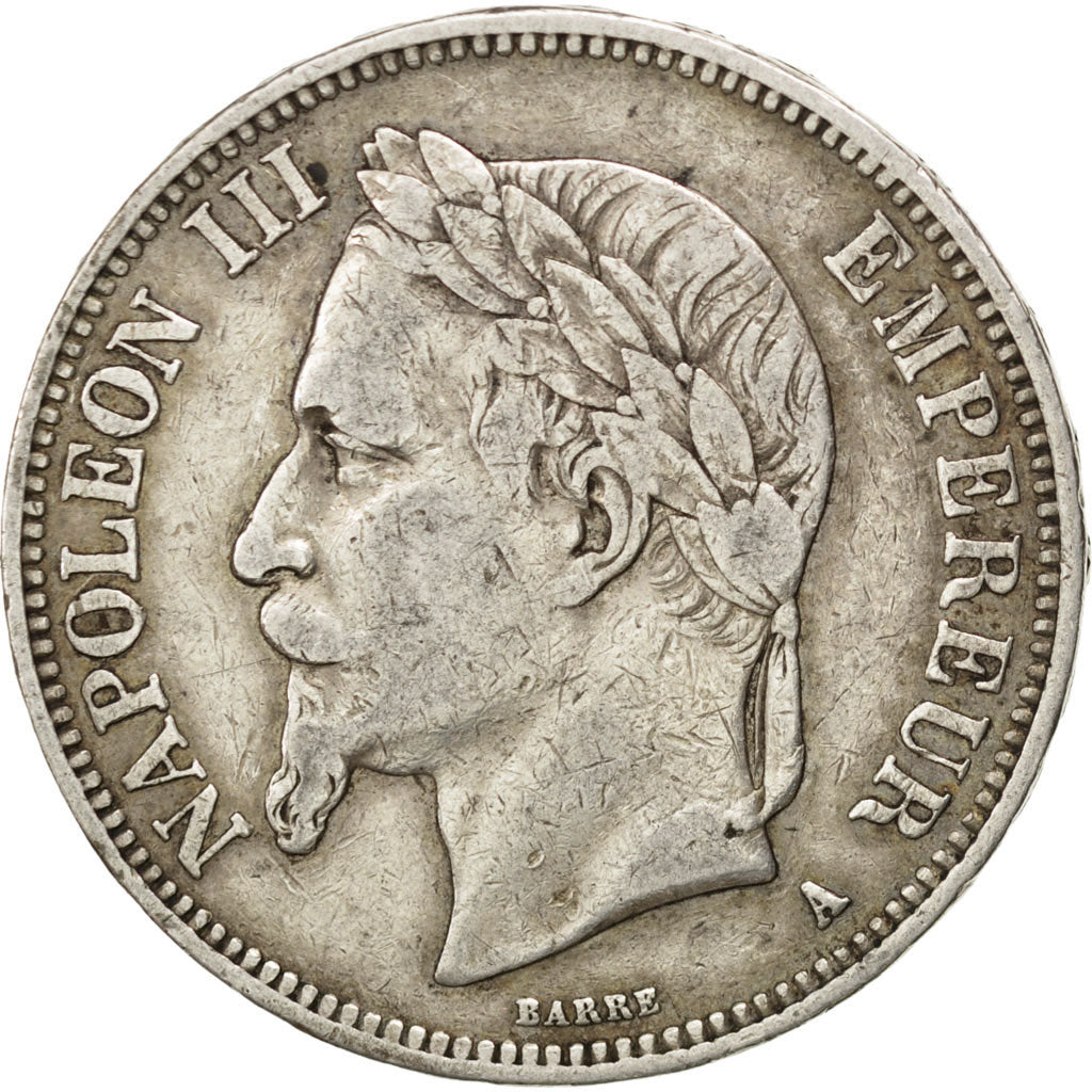 FRANCE, Napoléon III, 5 Francs, 1869, Paris, KM #799.1, VF(30-35), Silver, G...