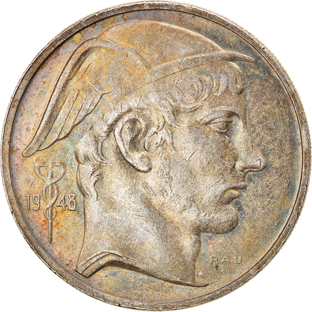 Münze, Belgien, 50 Francs, 50 Frank, 1948, SS, Silber, KM:136.1