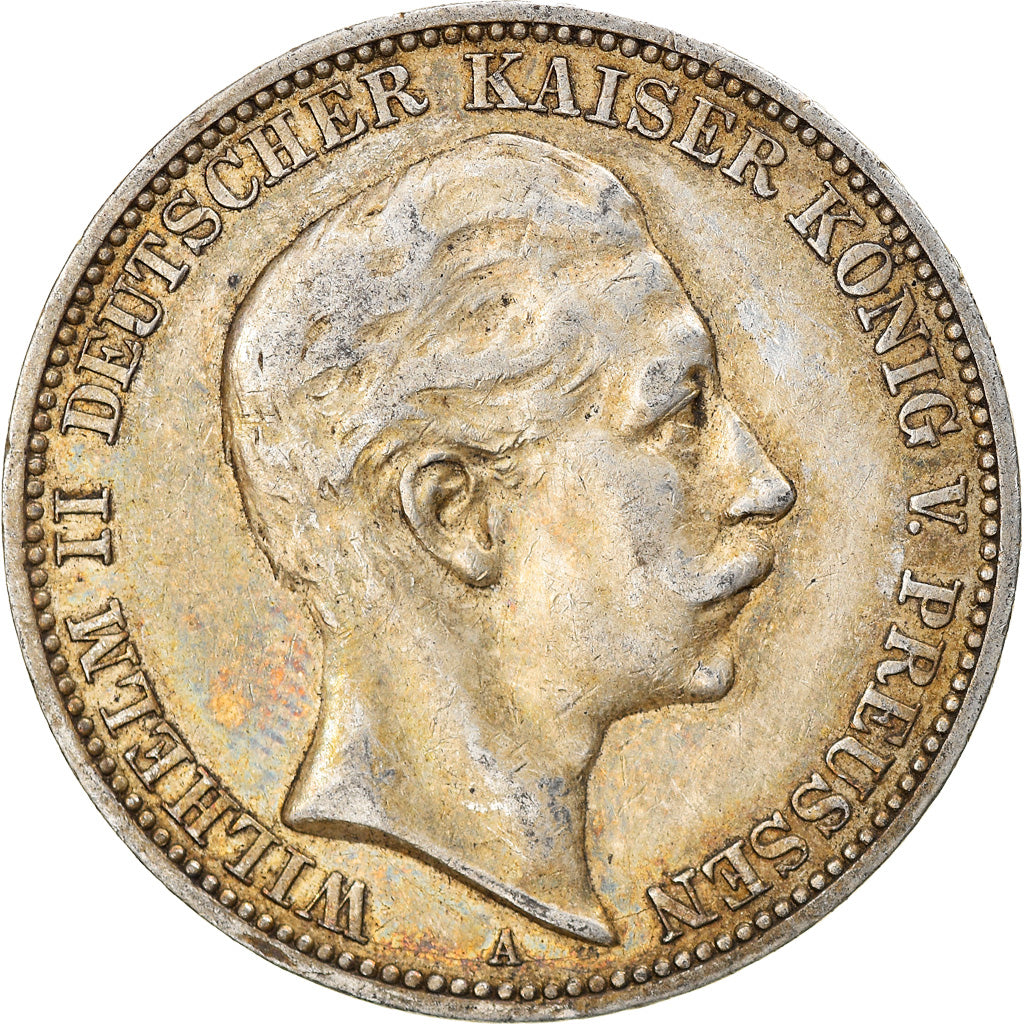 Coin, German States, PRUSSIA, Wilhelm II, 3 Mark, 1910, Berlin, EF(40-45)