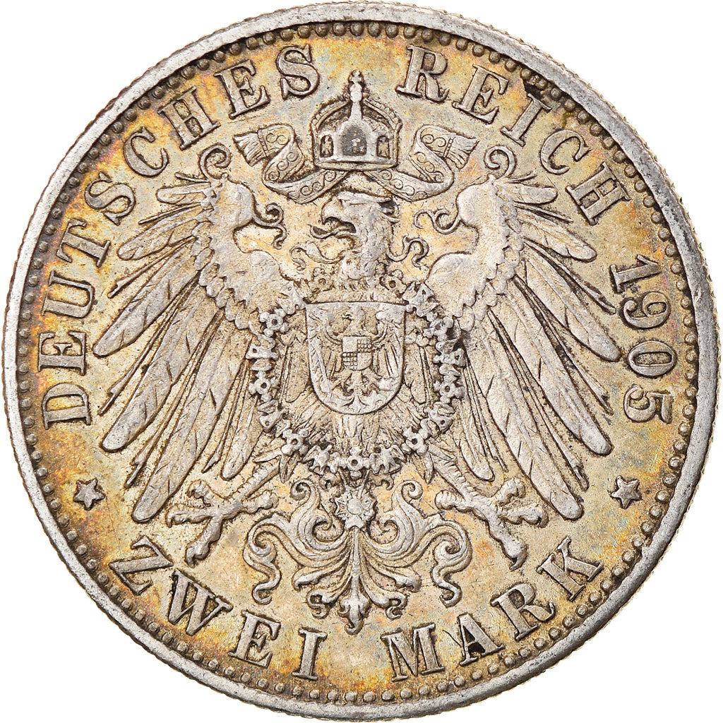 Coin, German States, WURTTEMBERG, Wilhelm II, 2 Mark, 1905, Freudenstadt
