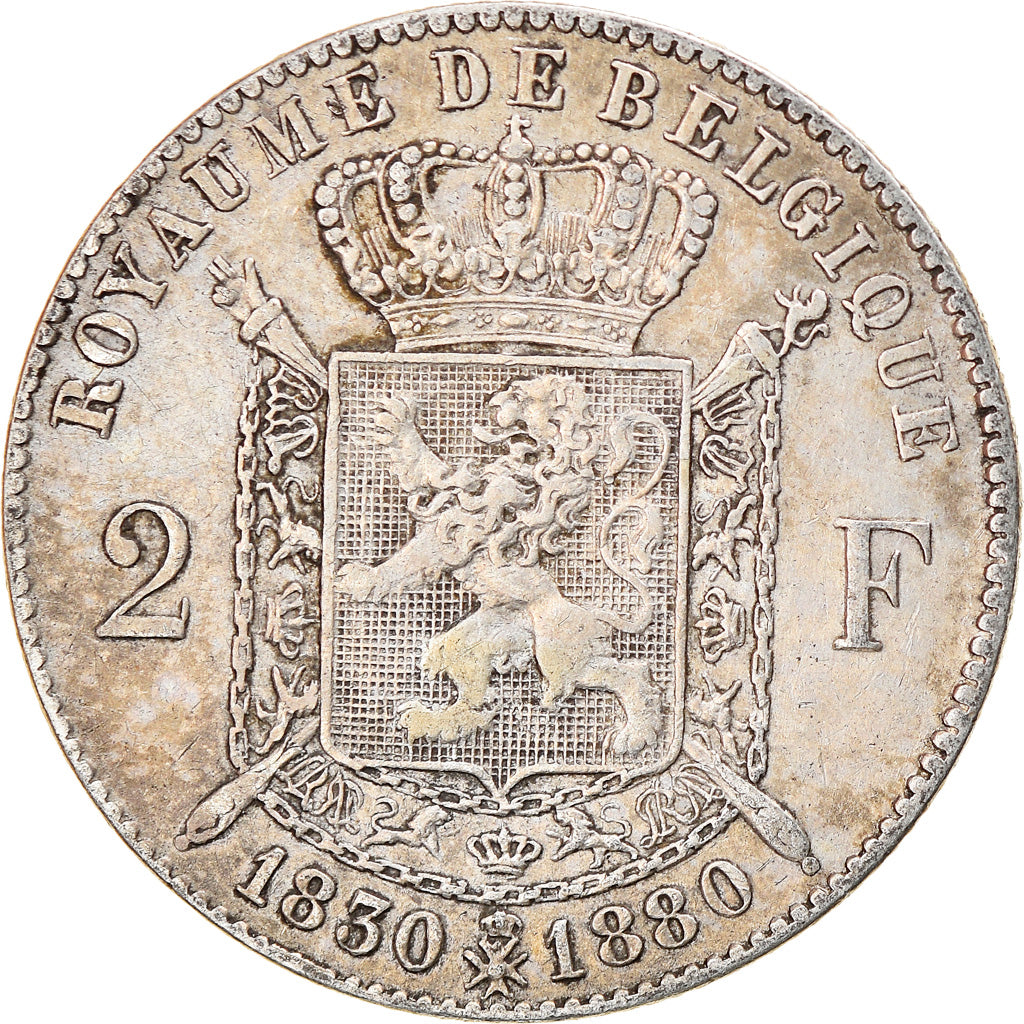 Moneta, Belgio, Leopold II, 2 Francs, 2 Frank, 1880, BB, Argento, KM:39