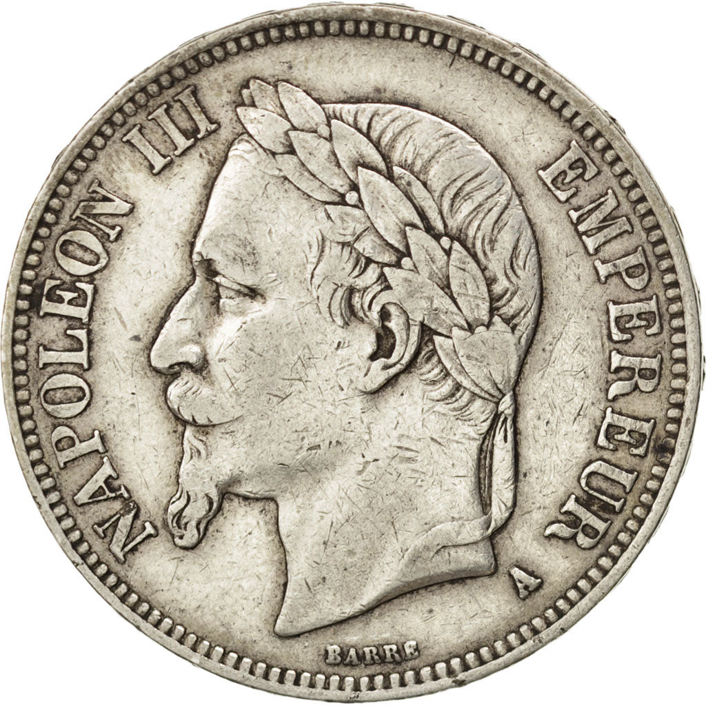 FRANCE, Napoléon III, 5 Francs, 1869, Paris, KM #799.1, VF(30-35), Silver, G...
