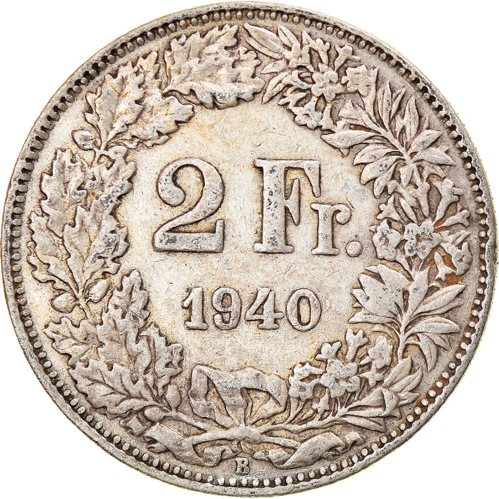 Coin, Switzerland, 2 Francs, 1940, Bern, EF(40-45), Silver, KM:21