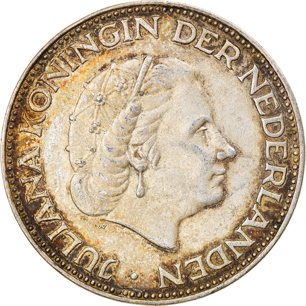 Coin, Netherlands, Juliana, 2-1/2 Gulden, 1960, AU(50-53), Silver, KM:185