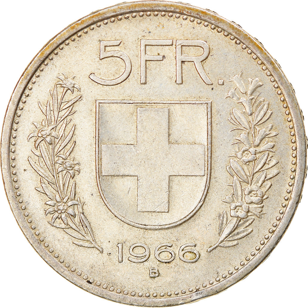 Coin, Switzerland, 5 Francs, 1966, Bern, AU(50-53), Silver, KM:40