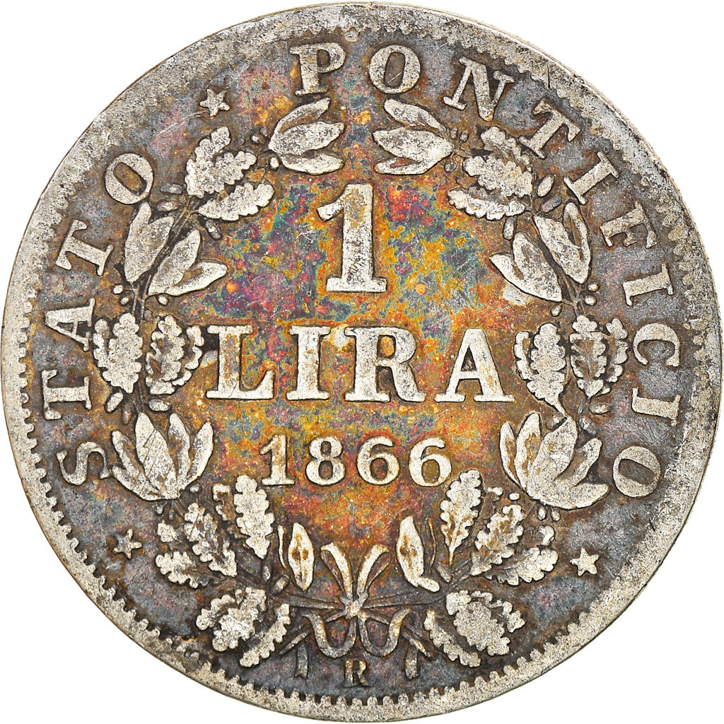 Monnaie, États italiens, PAPAL STATES, Pius IX, Lira, 1866, Rome, TB, Argent