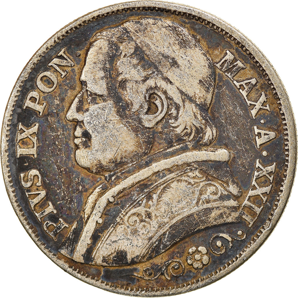 Coin, ITALIAN STATES, PAPAL STATES, Pius IX, 2 Lire, 1867, Roma, VF(30-35)