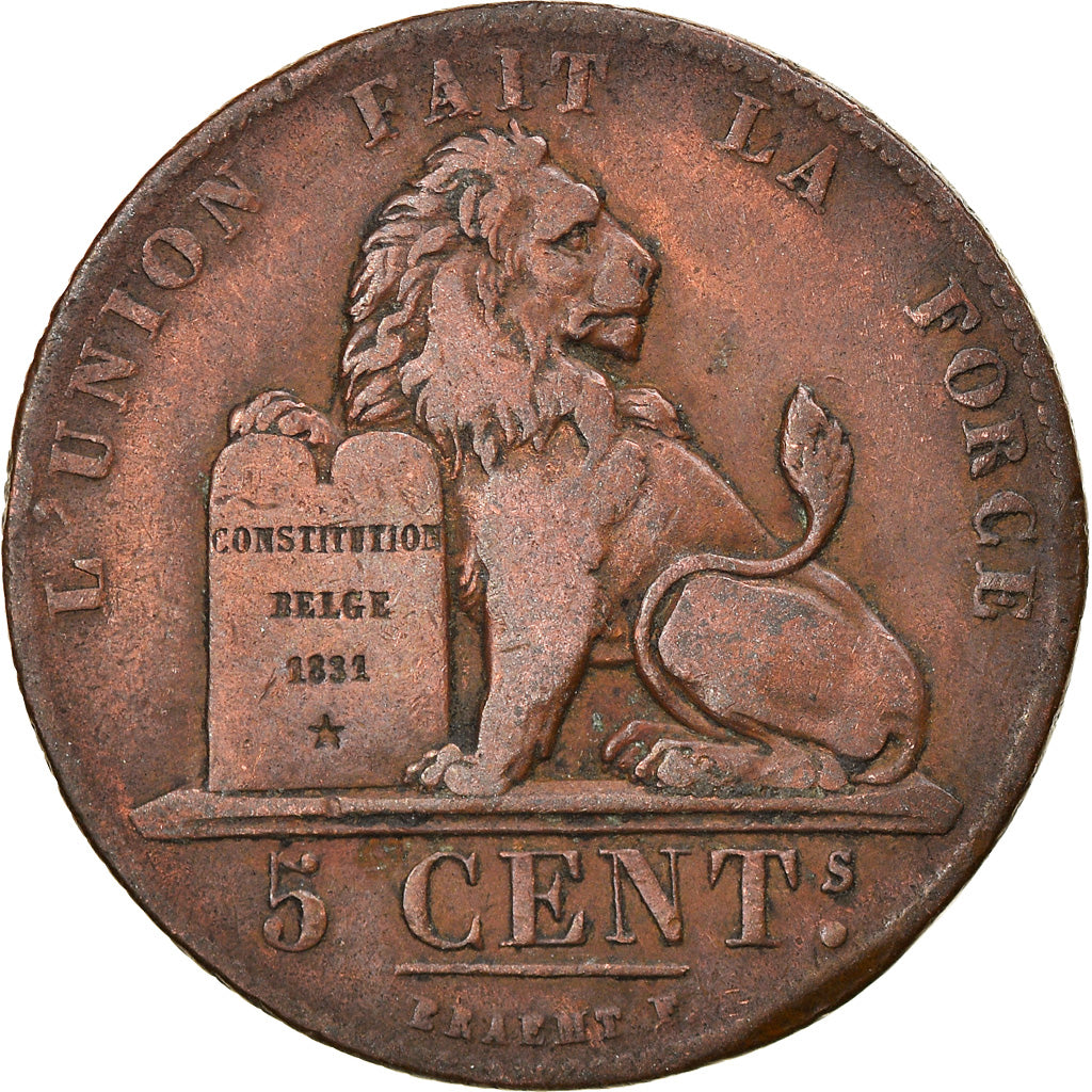 Coin, Belgium, Leopold I, 5 Centimes, 1833, EF(40-45), Copper, KM:5.1