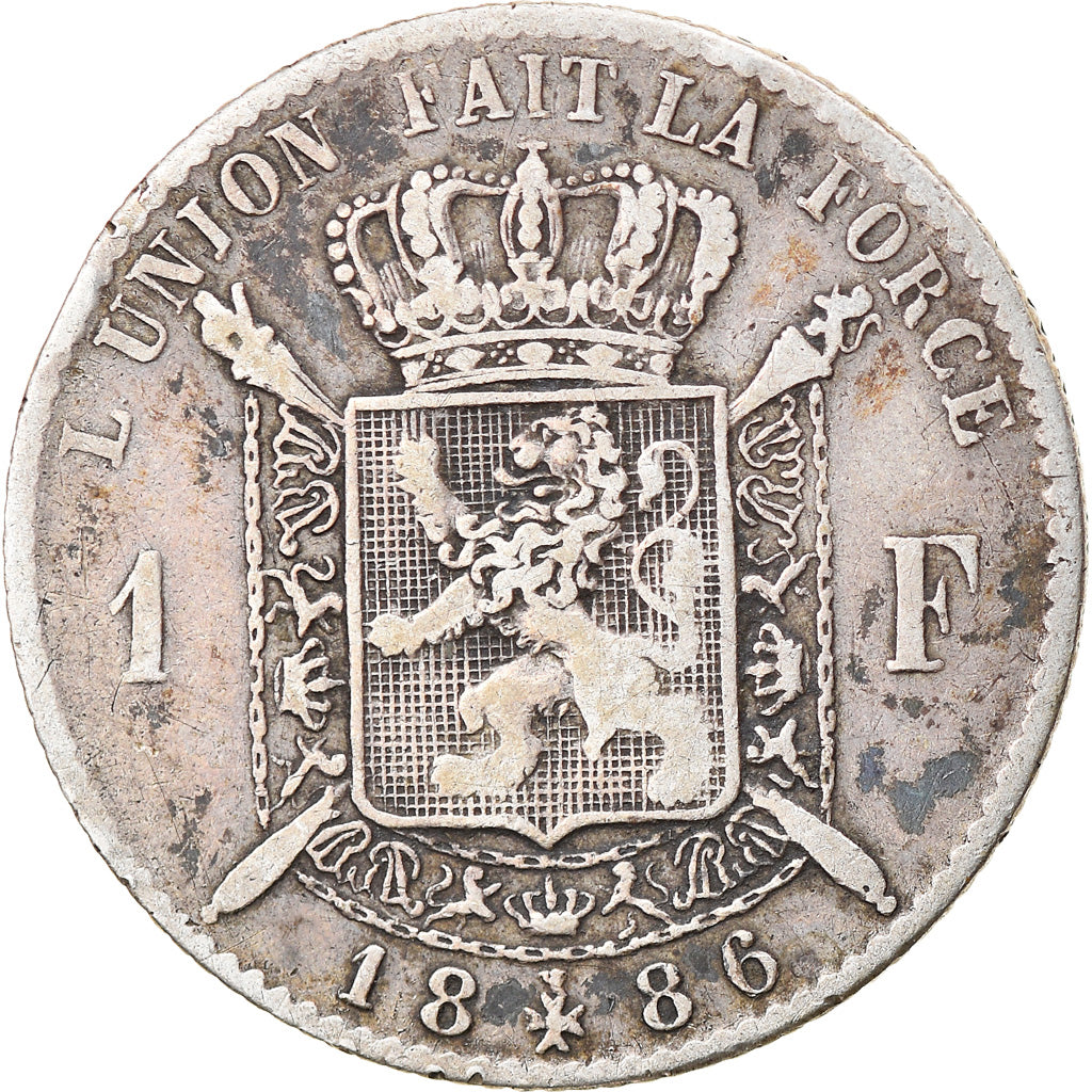 Coin, Belgium, Leopold II, Franc, 1886, VF(20-25), Silver, KM:28.1