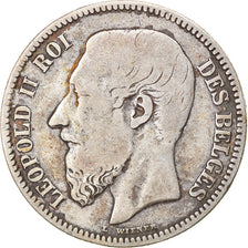 Coin, Belgium, Leopold II, 2 Francs, 2 Frank, 1867, VF(20-25), Silver, KM:30.1