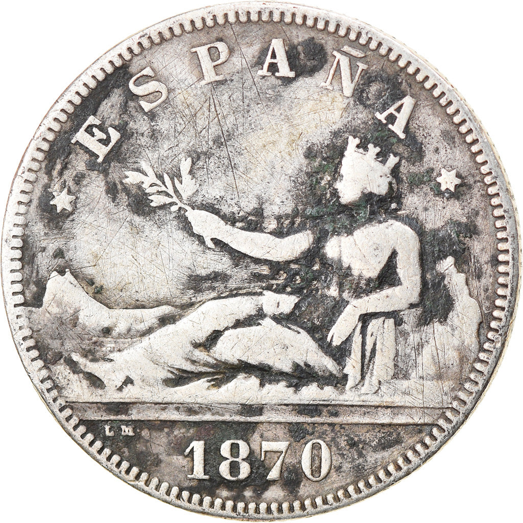 Moeda, Espanha, Provisional Government, 2 Pesetas, 1870 (73), Madrid, VF(20-25)