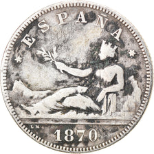 Moeda, Espanha, Provisional Government, 2 Pesetas, 1870 (73), Madrid, VF(20-25)