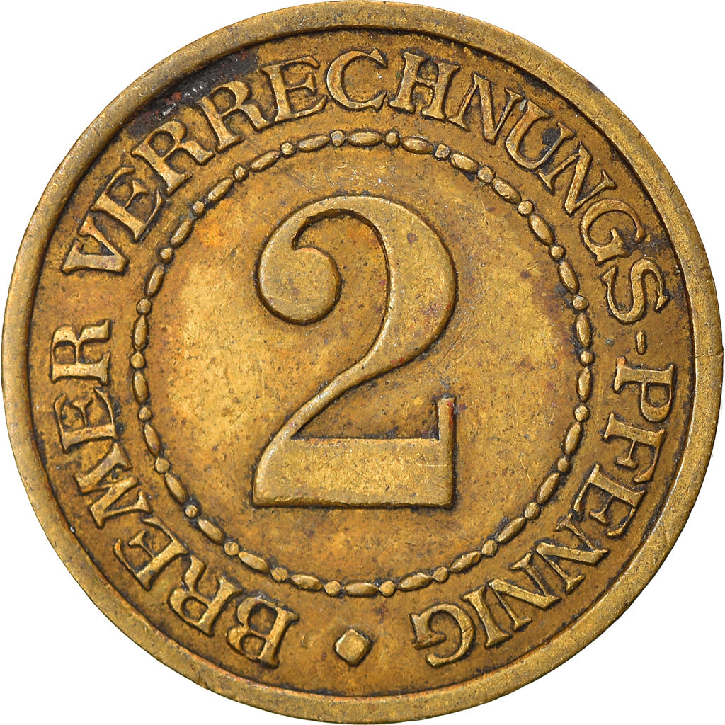 Coin, Germany, Freie Hansestadt, Bremen, 2 Pfennig, EF(40-45), Brass
