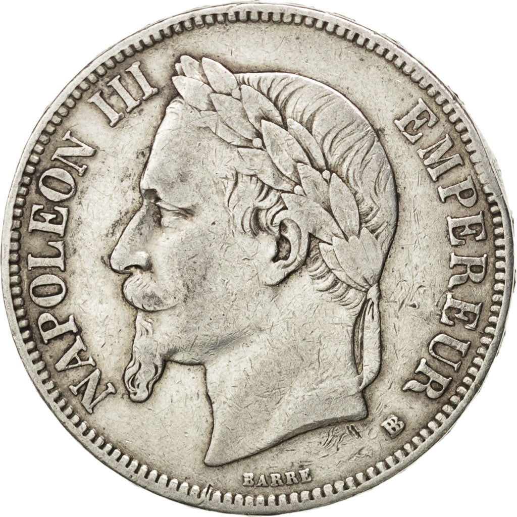FRANCE, Napoléon III, 5 Francs, 1870, Strasbourg, KM #799.2, VF(30-35), Silver,