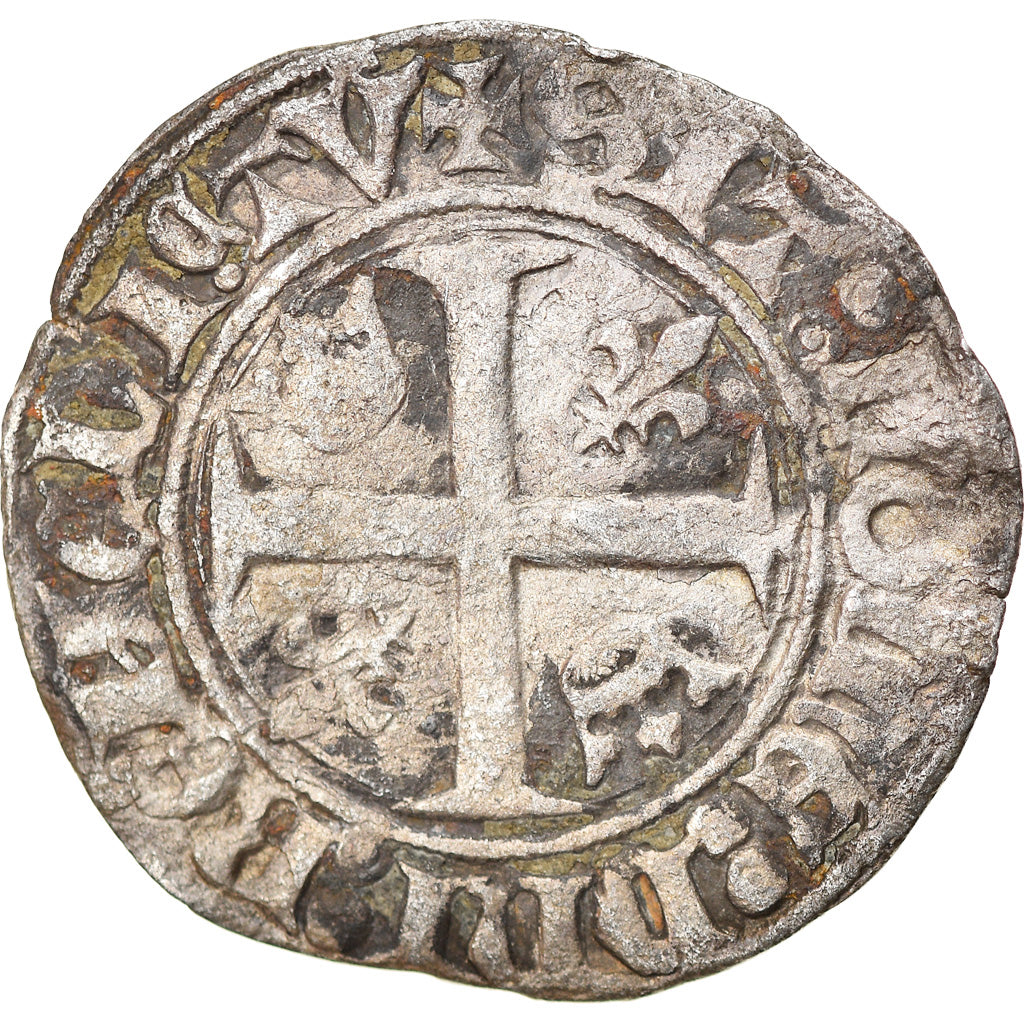 Münze, Frankreich, Charles VI, Blanc Guénar, Saint-Quentin, S+, Billon