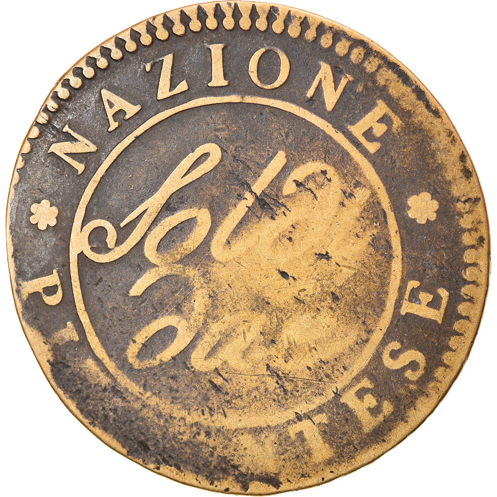 Moneta, STATI ITALIANI, PIEDMONT REPUBLIC, Due (2) Soldi, AN 9, Torino, B+