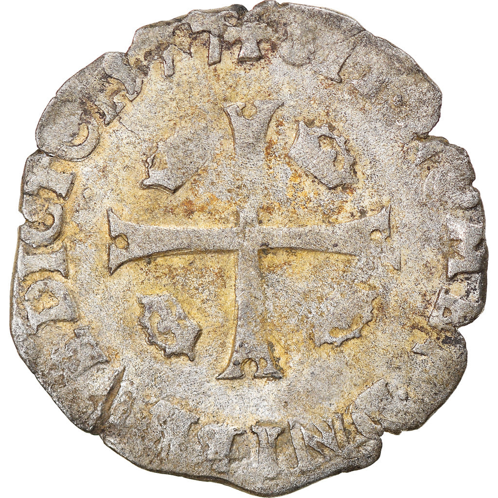 Moneta, Francia, Henri III, Douzain aux deux H, 1577, Angers, Rare, MB+