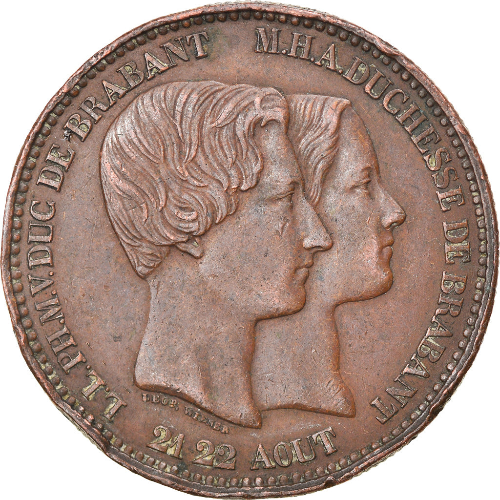 Coin, Belgium, Leopold I, Marriage of The Duke, 10 Centimes, 1853, EF(40-45)