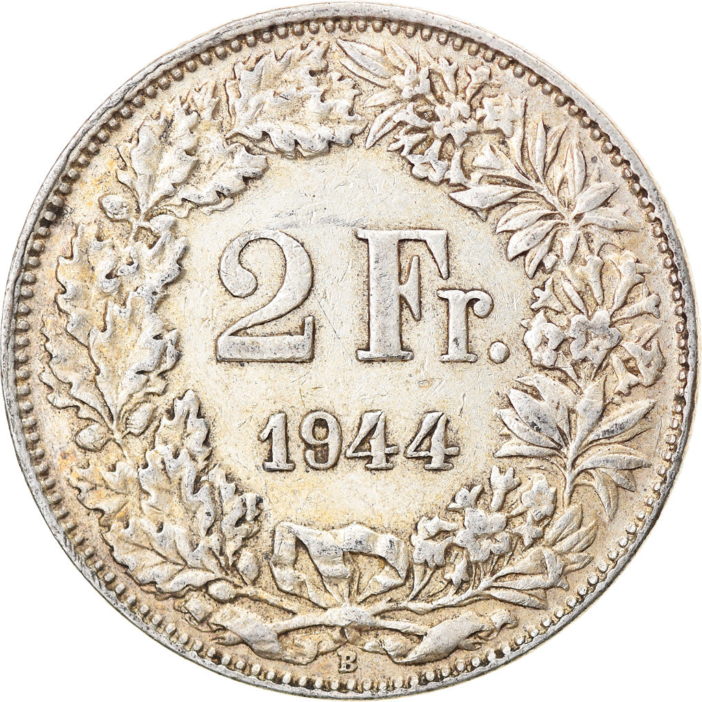 Coin, Switzerland, 2 Francs, 1944, Bern, EF(40-45), Silver, KM:21
