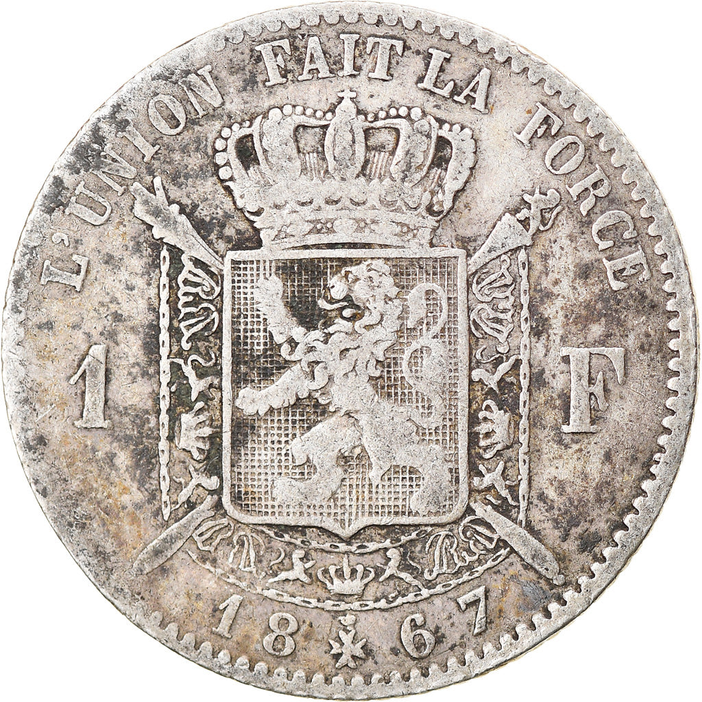 Coin, Belgium, Leopold II, Franc, 1867, VF(30-35), Silver, KM:28.1
