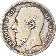 Coin, Belgium, Leopold II, 2 Francs, 2 Frank, 1867, VF(20-25), Silver, KM:30.1