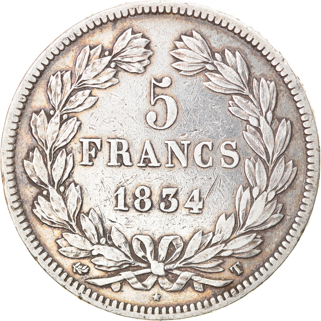 Monnaie, France, Louis-Philippe, 5 Francs, 1834, Nantes, TB+, Argent