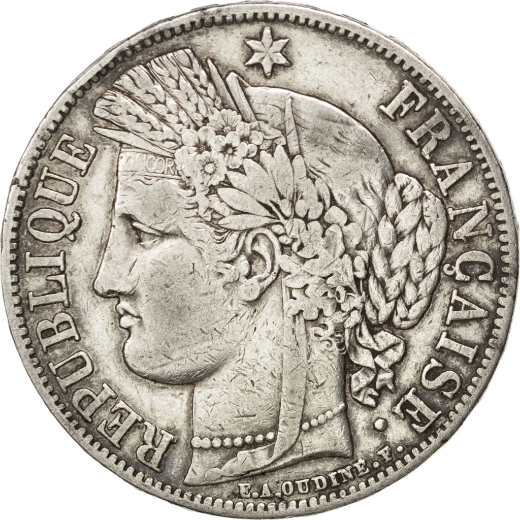 FRANCE, Cérès, 5 Francs, 1849, Paris, KM #761.1, EF(40-45), Silver, Gadoury #719
