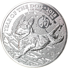 Coin, Great Britain, Year of the Dog, 2 Pounds, 2018, 1 Oz, MS(65-70), Silver