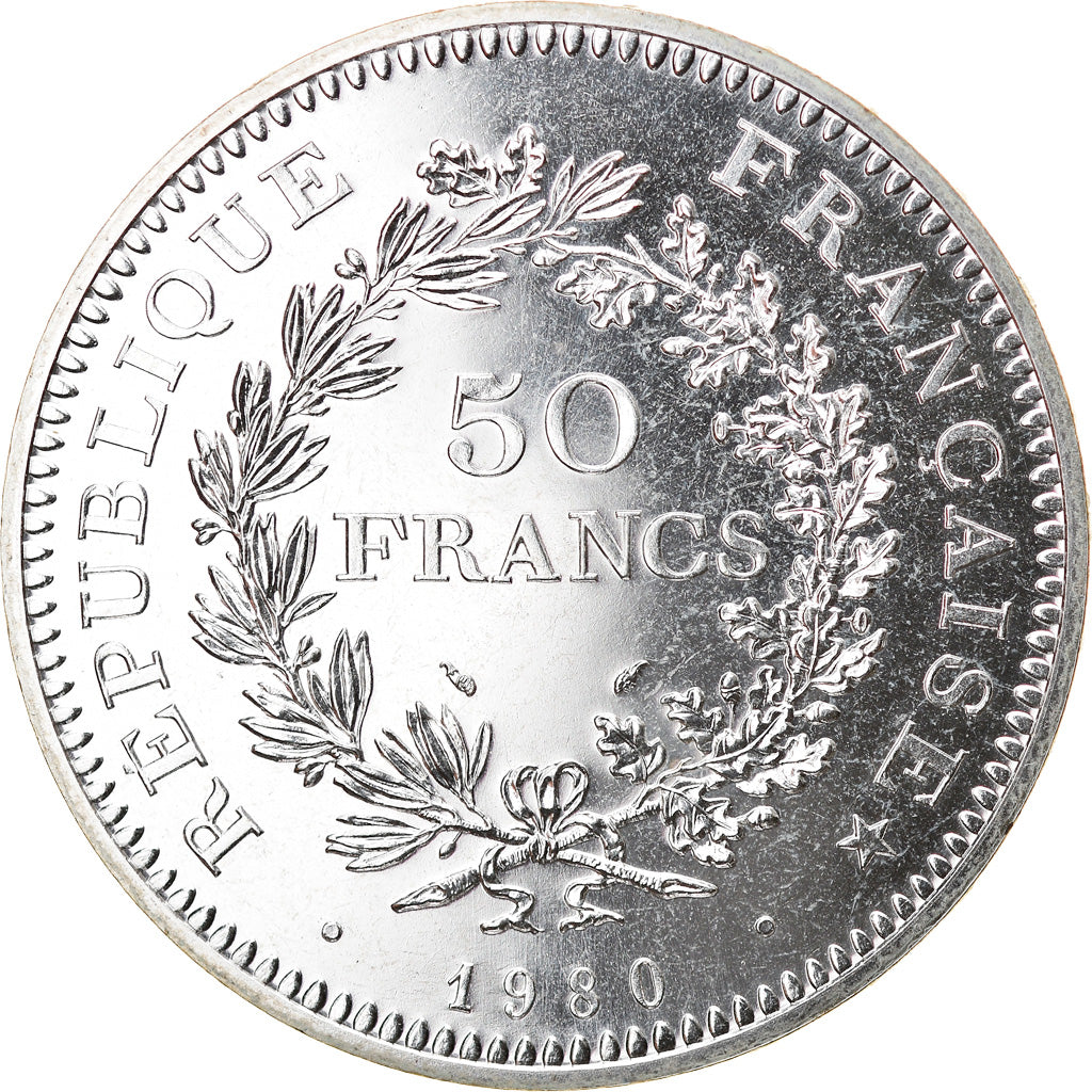 Coin, France, Hercule, 50 Francs, 1980, Paris, FDC, MS(65-70), Silver, KM:941.1