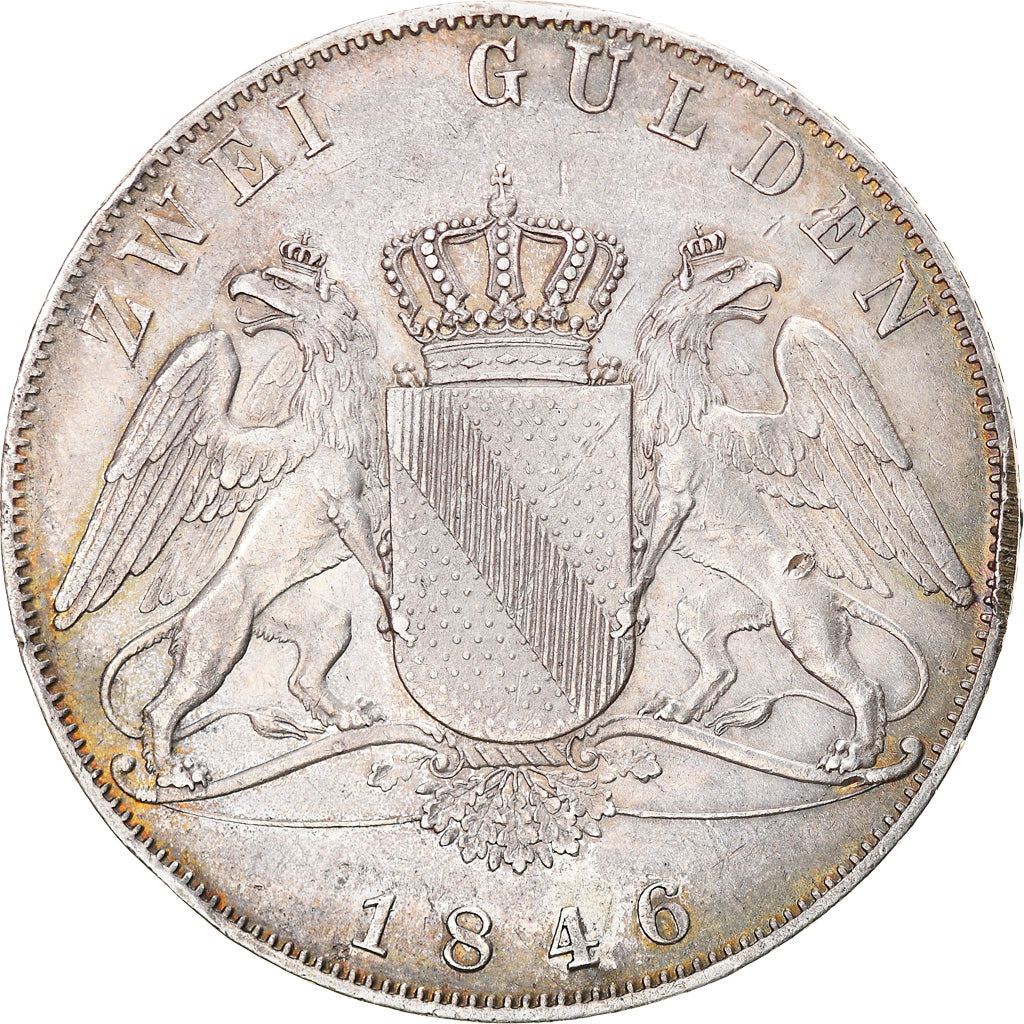 Coin, German States, BADEN, Leopold I, 2 Gulden, 1846, AU(50-53), Silver, KM:222