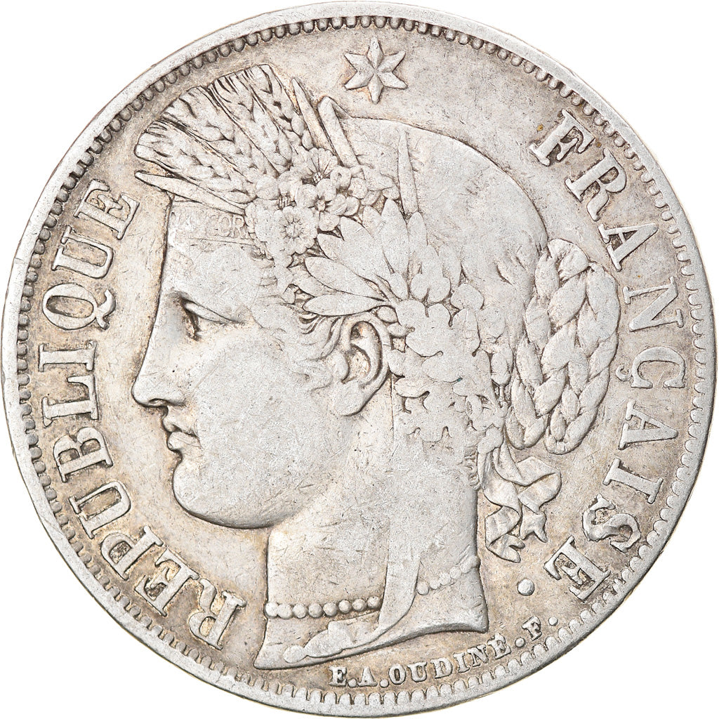 Moneta, Francia, Cérès, 5 Francs, 1849, Paris, MB+, Argento, KM:761.1