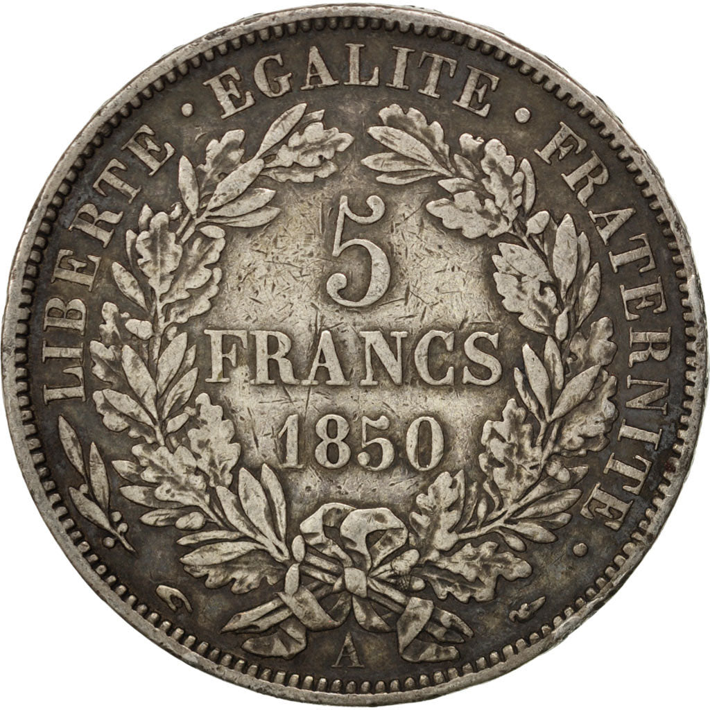 FRANCE, Cérès, 5 Francs, 1850, Paris, KM #761.1, EF(40-45), Silver, Gadoury #719