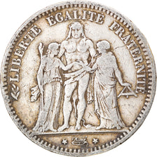 Moneda, Francia, Hercule, 5 Francs, 1876, Bordeaux, BC+, Plata, KM:820.2