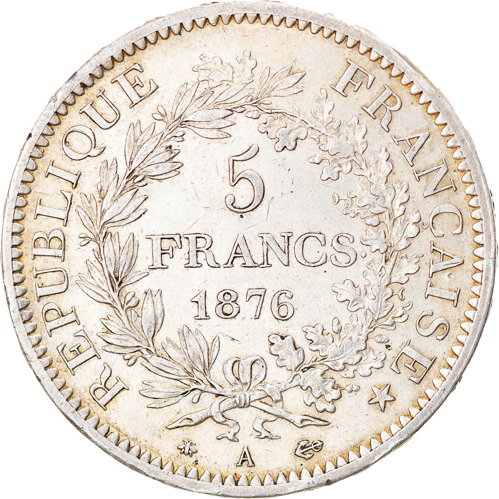 Moneta, Francia, Hercule, 5 Francs, 1876, Paris, BB+, Argento, KM:820.1